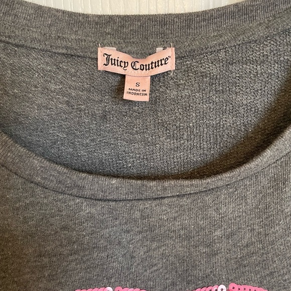 Juicy Couture Gray Hot Pink Sequin Lips Sweatshirt - Picture 6 of 11